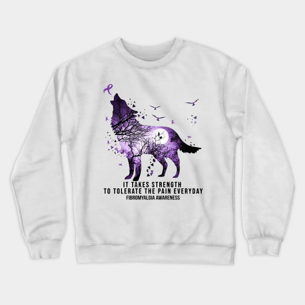 Wolf It Take Strength To Tolerate The Pain Everyday Crewneck Sweatshirt by jonetressie